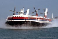 The SRN4 with Hoverspeed in Dover - Swift arriving at Dover Hoverport (Pat Lawrence).